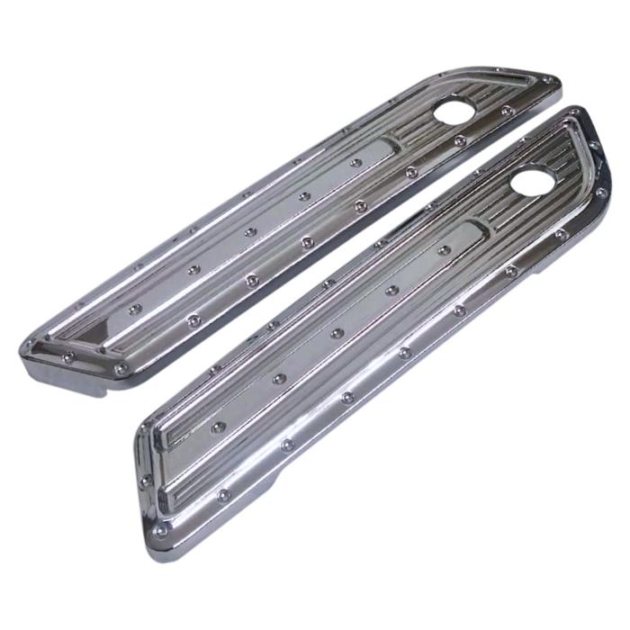 Bag Hinge Covers, 23.5, Dimpled, Chrome, Pair